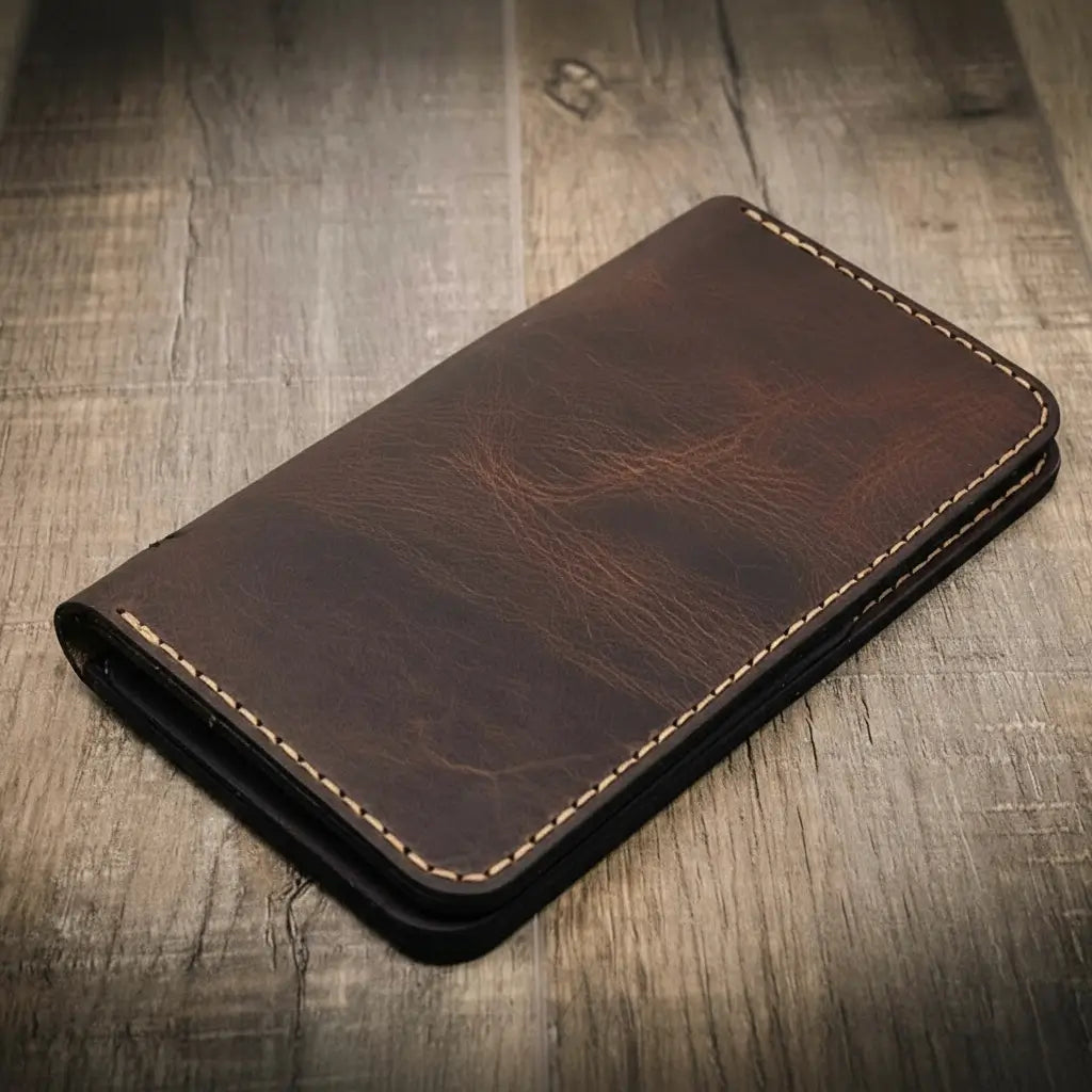 Handmade Full-Grain Leather Badge Long Wallet for Law Enforcement — Badge Long Wallet