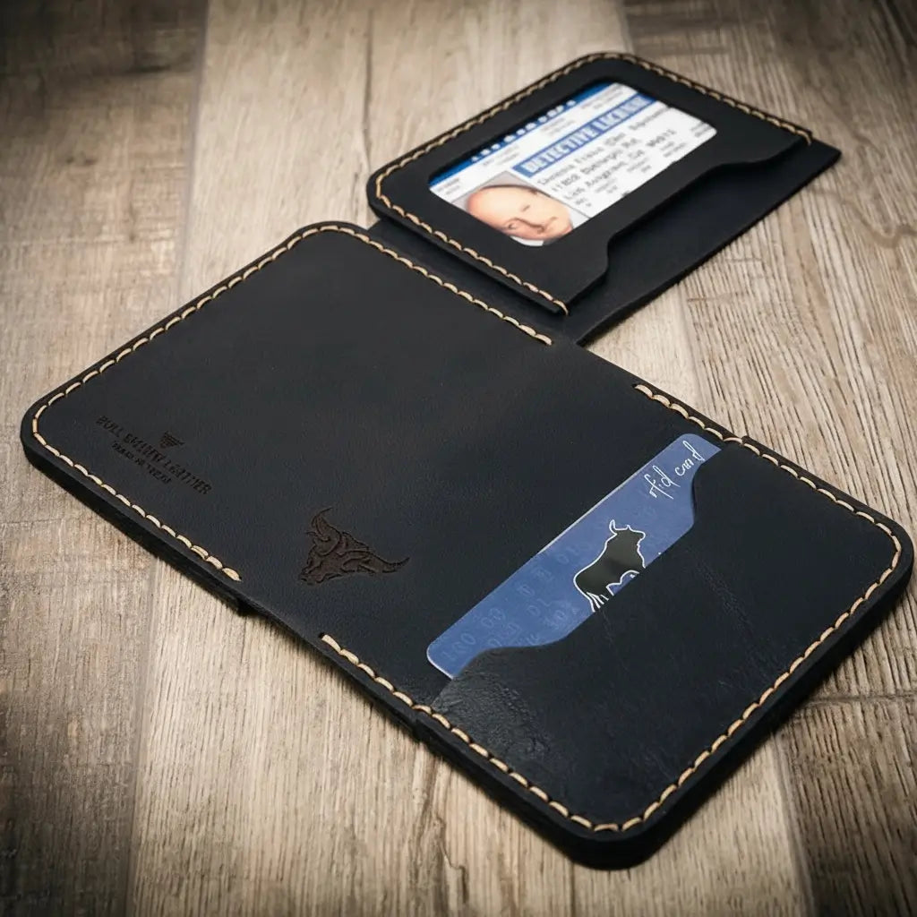Handmade Full-Grain Leather Badge Wallet for Law Enforcement — Minimalist Badge Wallet