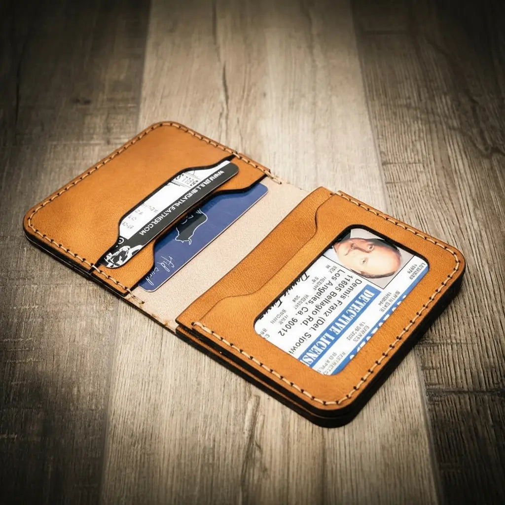 Handmade Full-Grain Leather Badge Wallet for Law Enforcement — Minimalist Badge Wallet