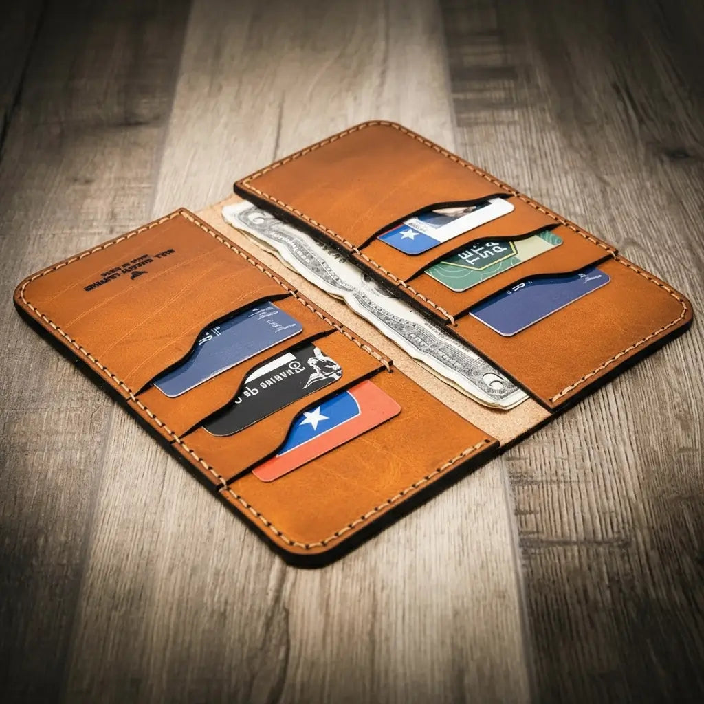 Handmade Full-Grain Leather Long Wallet for Men — The Houstonian Long Wallet
