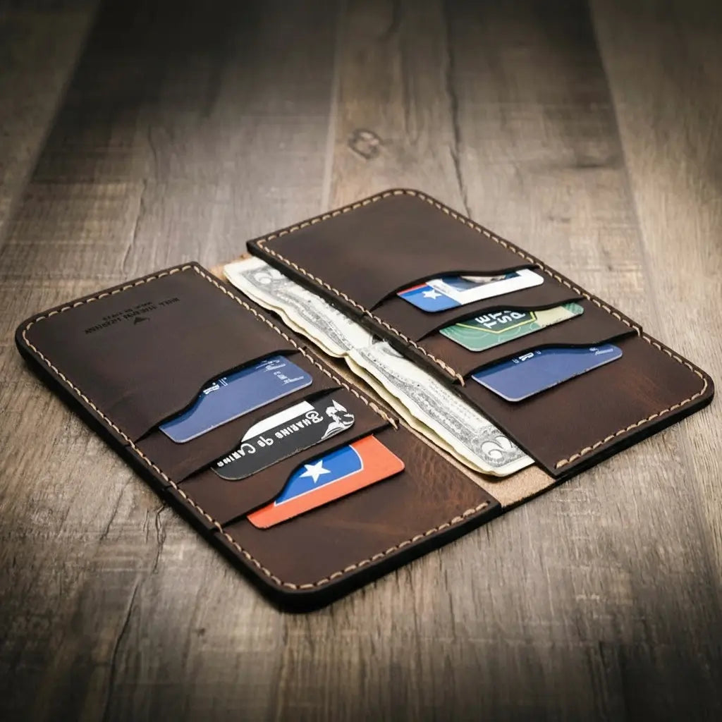Handmade Full-Grain Leather Long Wallet for Men — The Houstonian Long Wallet