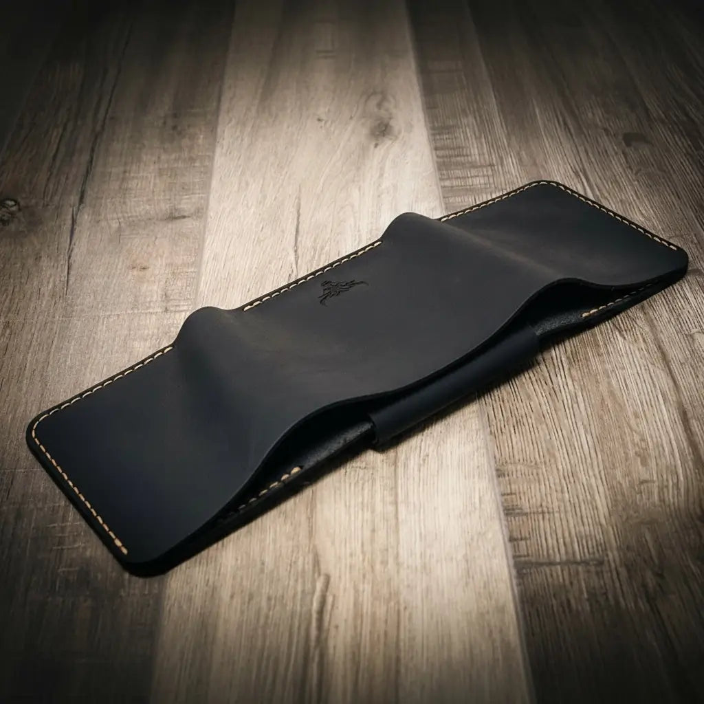 Handmade Full-Grain Leather Badge Trifold Wallet for Law Enforcement — Badge Trifold Wallet