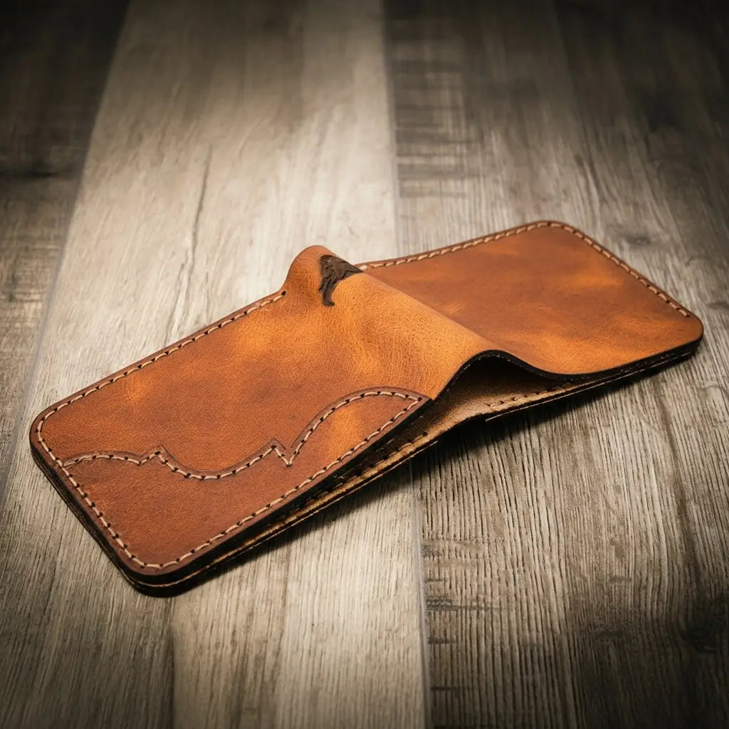 Handmade Full-Grain Leather Bifold Wallet for Men — Western Bifold Wallet