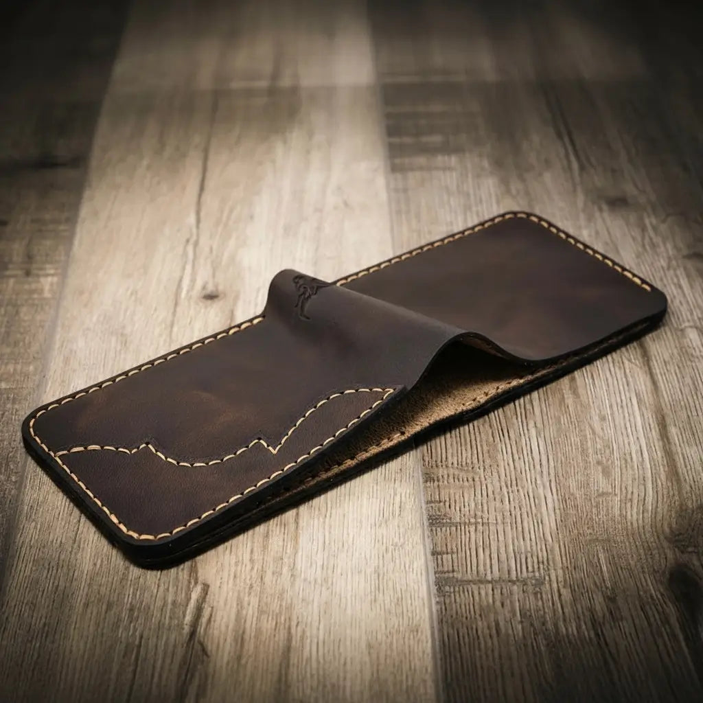 Handmade Full-Grain Leather Bifold Wallet for Men — Western Bifold Wallet