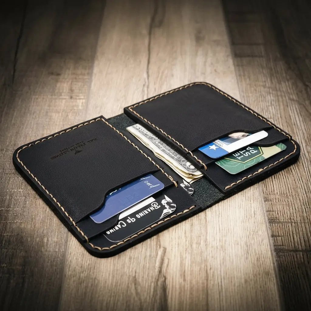 Handmade Full-Grain Leather Vertical Wallet for Men — Western Vertical Wallet