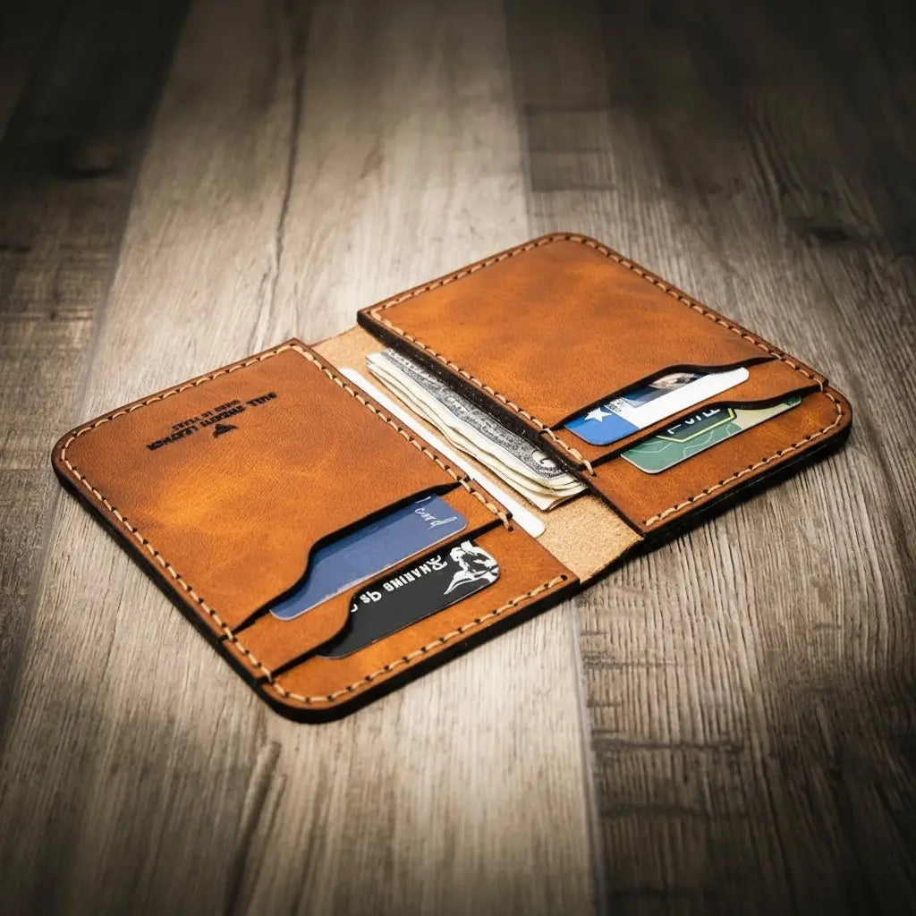Handmade Full-Grain Leather Vertical Wallet for Men — Western Vertical Wallet