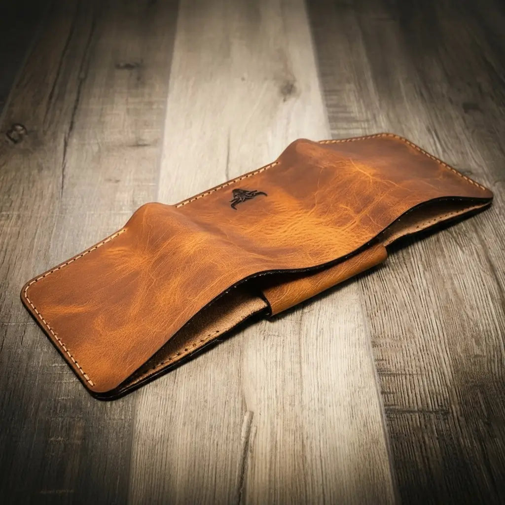 Handmade Full-Grain Leather Badge Trifold Wallet for Law Enforcement — Badge Trifold Wallet