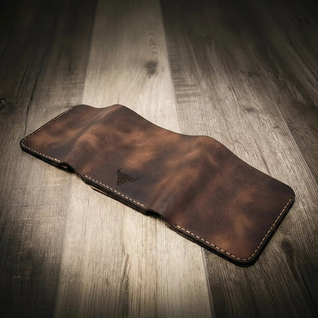 Handmade Full-Grain Leather Badge Trifold Wallet for Law Enforcement — Badge Trifold Wallet