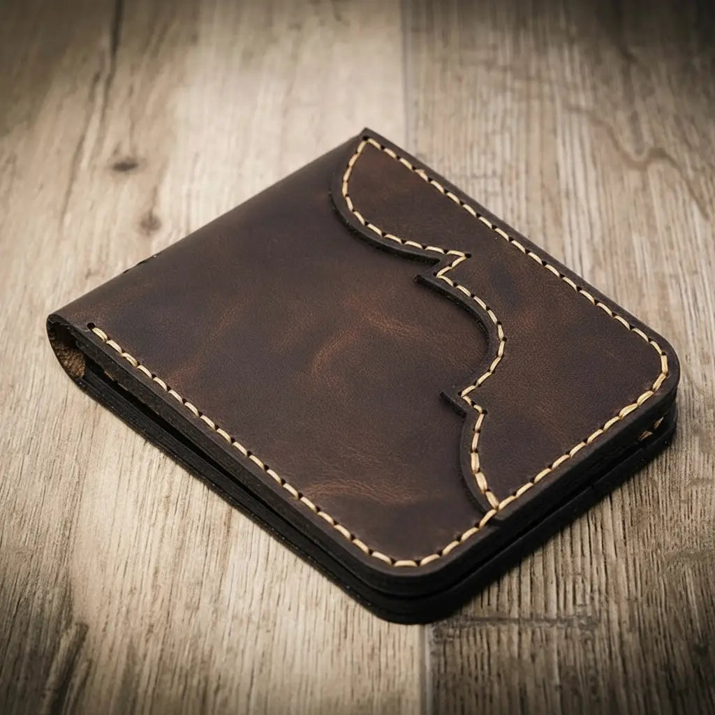 Handmade Full-Grain Leather Bifold Wallet for Men — Western Bifold Wallet
