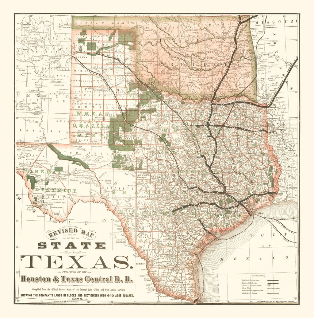 Vintage Map of Texas 1877