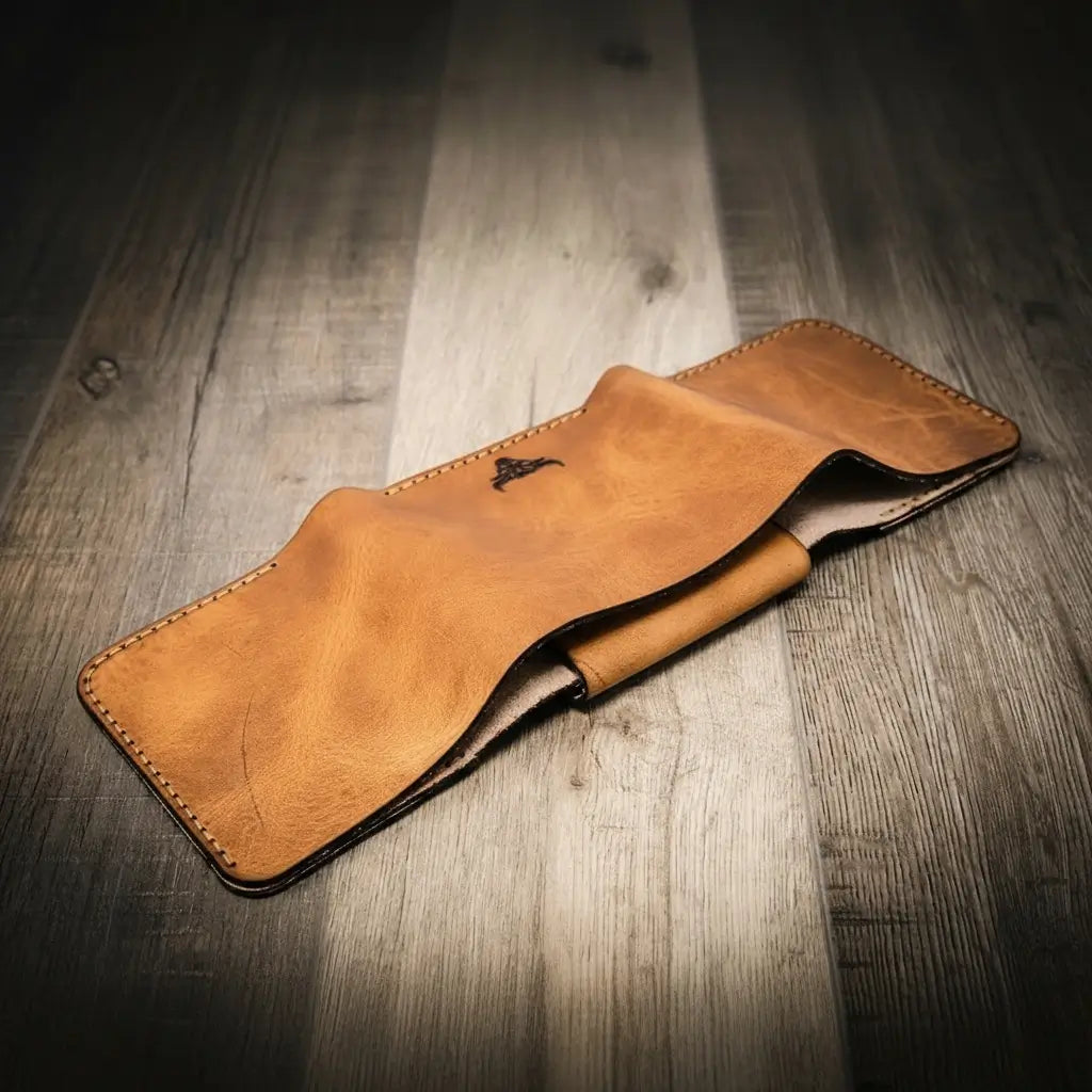 Handmade Full-Grain Leather Badge Trifold Wallet for Law Enforcement — Badge Trifold Wallet