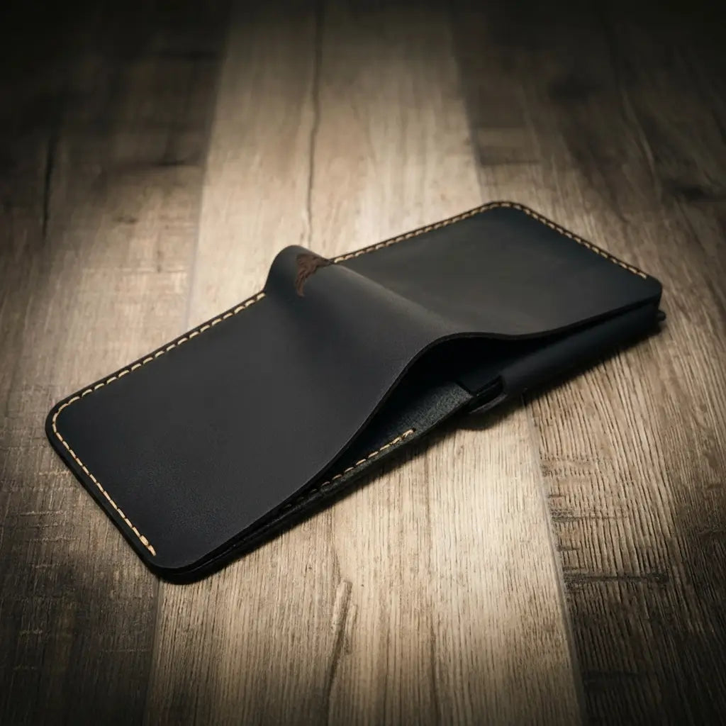 Handmade Full-Grain Leather Badge Bifold Wallet for Law Enforcement — Badge Bifold Wallet