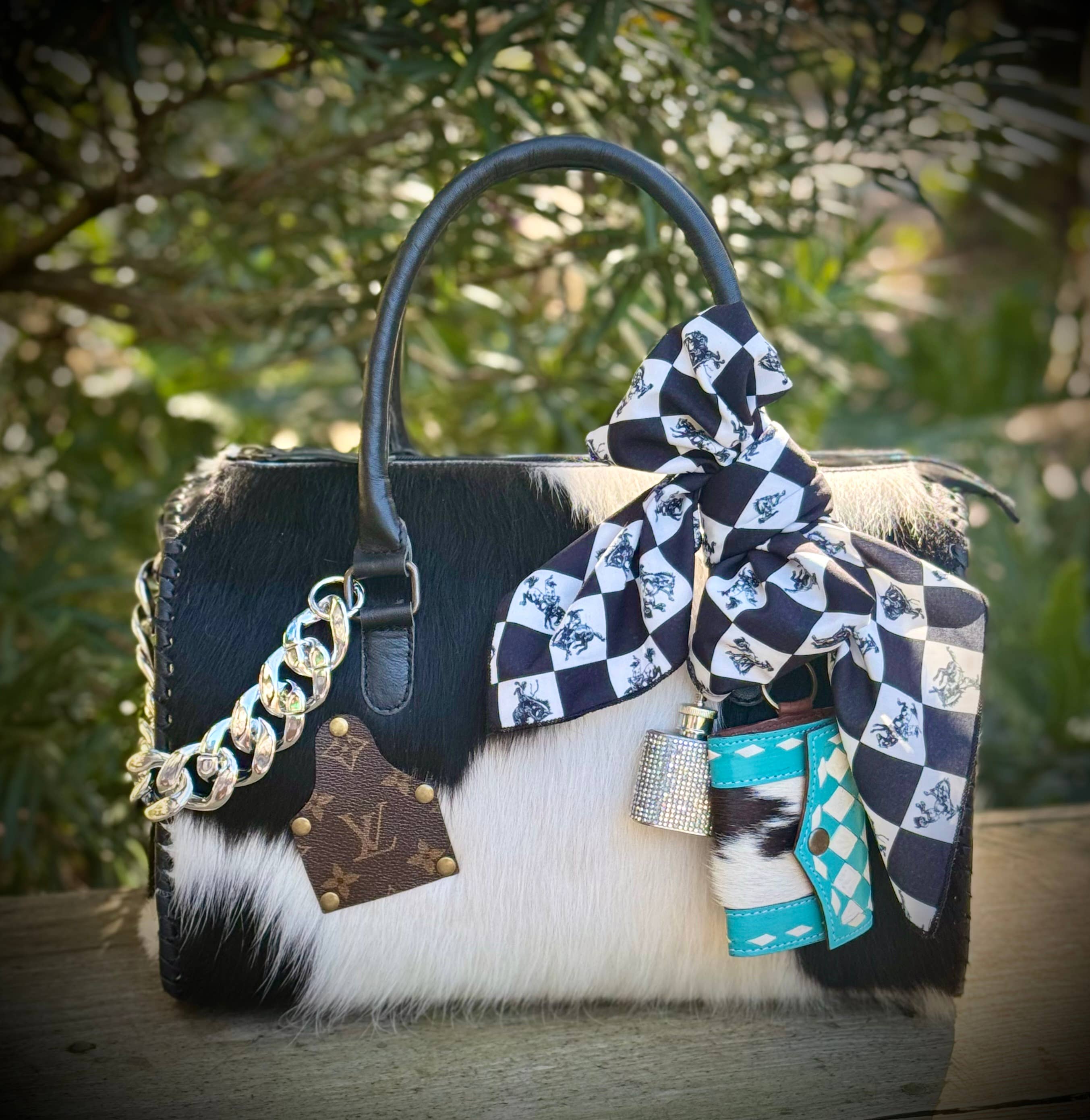 Premium Western Upcycled LV Cowhide Leather Speedy Bag