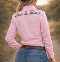 Black Crystal Turn & Burn Button-Up Cotton Blend Rodeo Shirt -Pink