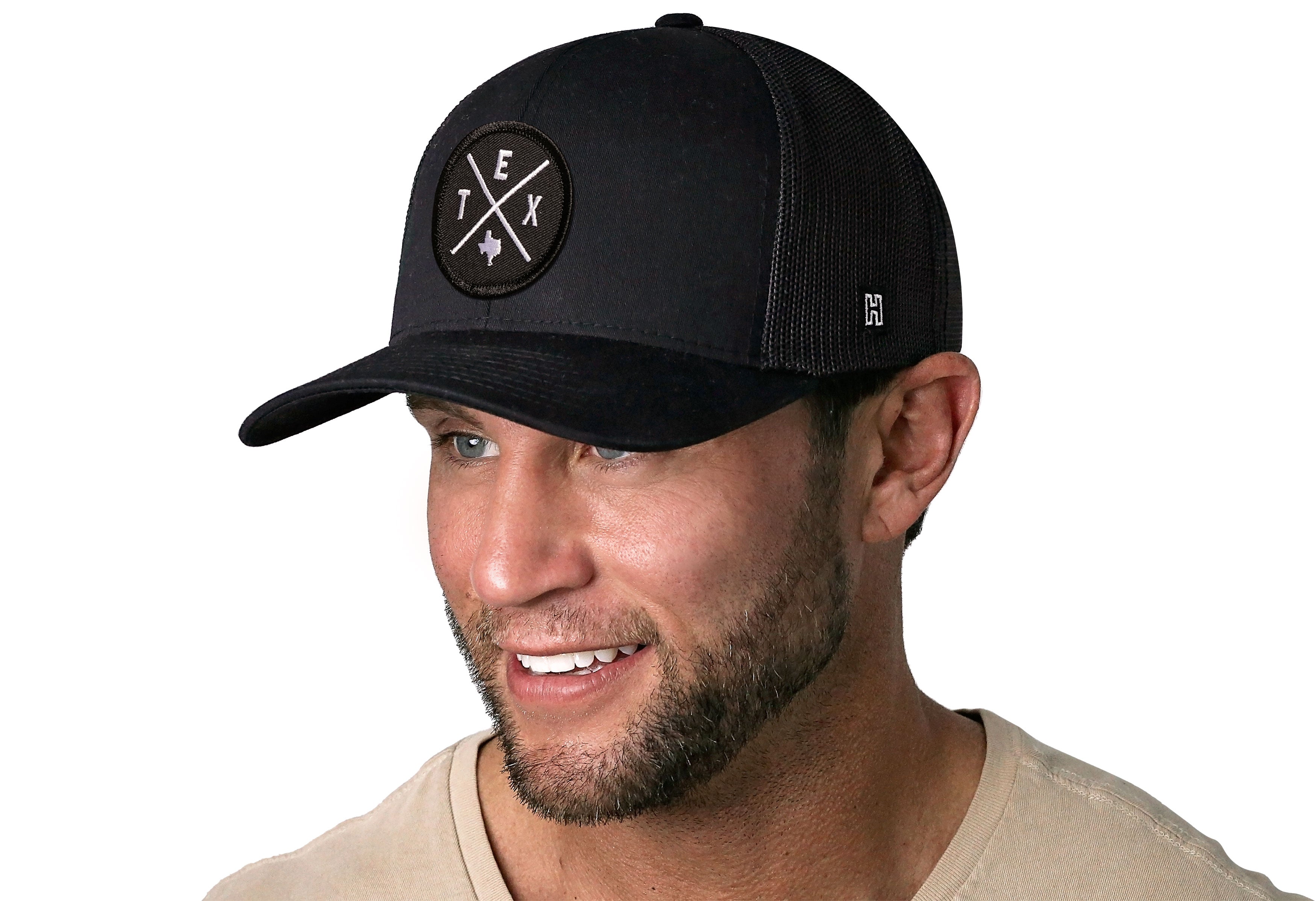 Texas Trucker Hat  |  Black TEX X Snapback