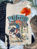 Vintage Rodeo Bull Rider Graphic Tee – Sand Unisex Western Shirt