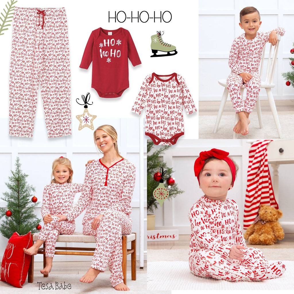 Christmas Ho-Ho-Ho Kids Bamboo Pajama Set-Family Matching