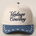 VINTAGE COWBOY Embroidered Star Brim Trucker Hat